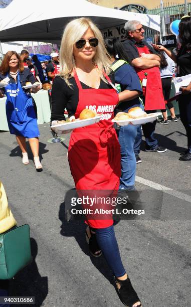 Actress Donna D'Errico attends the Los Angeles Mission Easter Charity Event held at Los Angeles Mission on March 30, 2018 in Los Angeles, California.