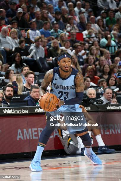 Ben McLemore of the Memphis Grizzlies handles the ball against the Utah Jazz on March 30, 2018 at vivint.SmartHome Arena in Salt Lake City, Utah....