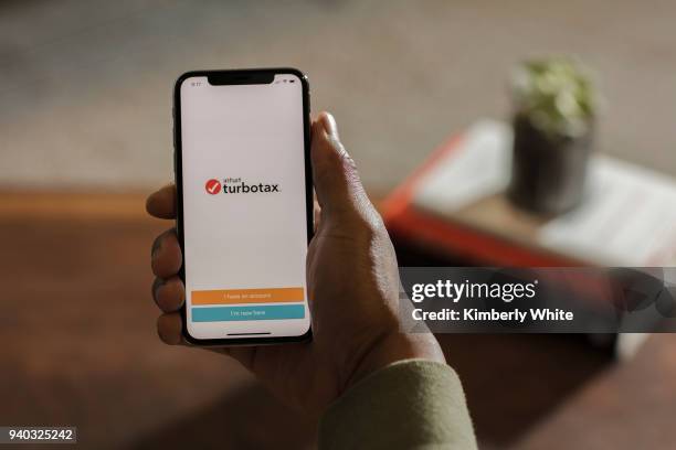 Turbo Tax is displayed on devices on February 22, 2018 in San Francisco, California.