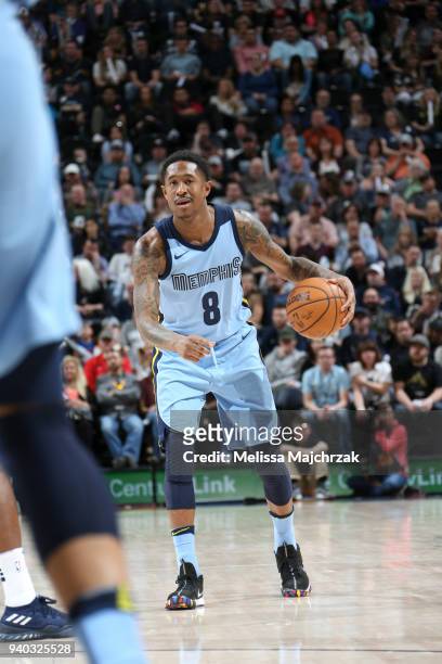 MarShon Brooks of the Memphis Grizzlies handles the ball against the Utah Jazz on March 30, 2018 at vivint.SmartHome Arena in Salt Lake City, Utah....