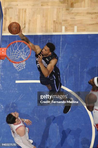 Khem Birch of the Orlando Magic handles the ball against the Chicago Bulls on March 30, 2018 at Amway Center in Orlando, Florida. NOTE TO USER: User...
