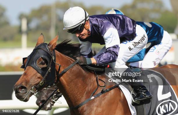 Kerrin McEvoy on Almandin wins race 6 the Tancred Stakes during Sydney Racing at Rosehill Gardens on March 31, 2018 in Sydney, Australia.