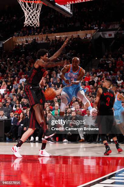 Williams of the LA Clippers handles the ball against the Portland Trail Blazers on March 30, 2018 at the Moda Center Arena in Portland, Oregon. NOTE...