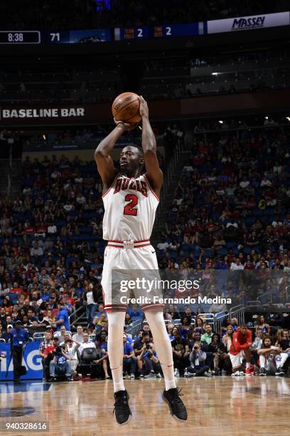 Jerian Grant of the Chicago Bulls shoots the ball against the Orlando Magic on March 30, 2018 at Amway Center in Orlando, Florida. NOTE TO USER: User...