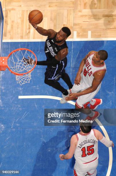 Shelvin Mack of the Orlando Magic handles the ball against the Chicago Bulls on March 30, 2018 at Amway Center in Orlando, Florida. NOTE TO USER:...