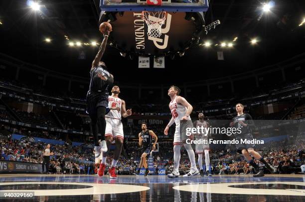 Shelvin Mack of the Orlando Magic handles the ball against the Chicago Bulls on March 30, 2018 at Amway Center in Orlando, Florida. NOTE TO USER:...
