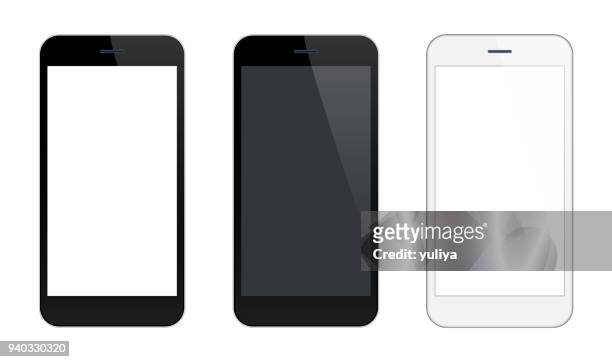 smartphone-handy-schwarz und silber-farben - smartphone stock-grafiken, -clipart, -cartoons und -symbole