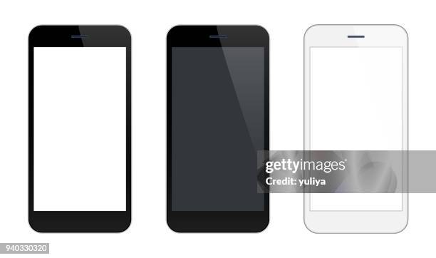illustrazioni stock, clip art, cartoni animati e icone di tendenza di smartphone cellulare colori nero e argento - mirino digitale