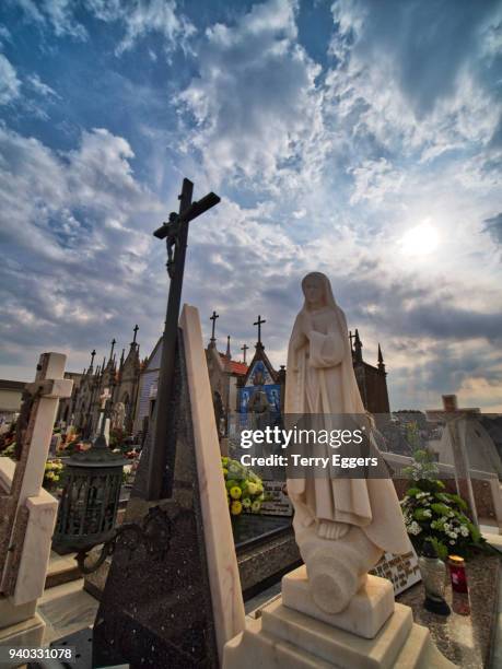 graveyard of the igreja matriz de santa maria de válega on nov 1st sanits day - maria tejada fotografías e imágenes de stock