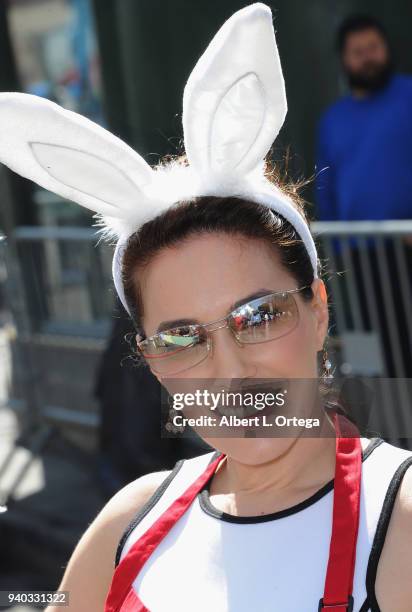 Actress Christina DeRosa attends the Los Angeles Mission Easter Charity Event held at Los Angeles Mission on March 30, 2018 in Los Angeles,...