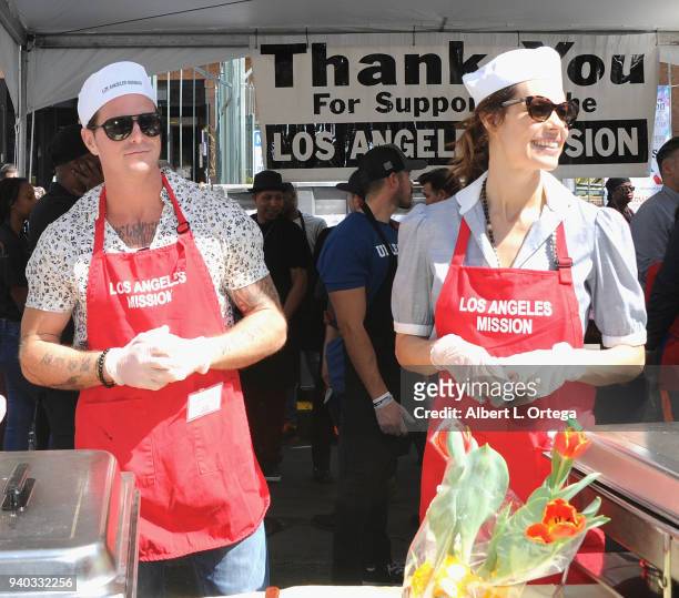 Actor Cameron Douglas and wife/actress Viviane Thibes attend the Los Angeles Mission Easter Charity Event held at Los Angeles Mission on March 30,...