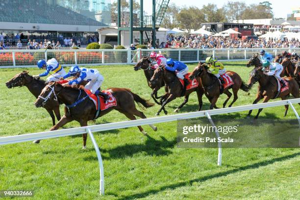 Miss Vixen ridden by Beau Mertens wins the Bert Bryant Handicap, at Caulfield Racecourse on March 31, 2018 in Caulfield, Australia.