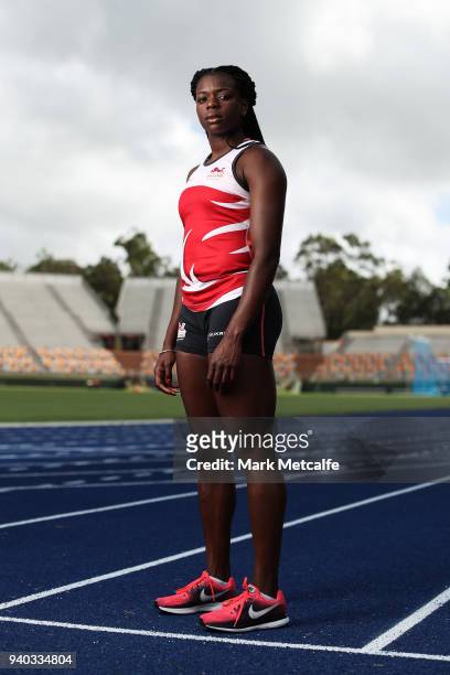 Asha Philip poses during a Team England media opportunity ahead of the 2018 Gold Coast Commonwealth Games, at Queensland Sport and Athletics Centre...