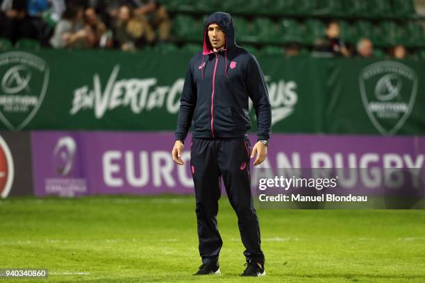Sergio Parisse of Stade Francais during the Challenge Cup match between Section Paloise and Stade Francais on March 30, 2018 in Pau, France.