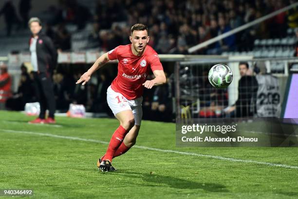 Gaetan Paquiez of Nimes during the Ligue 2 match between Nimes and Valenciennes on March 30, 2018 in Nimes, France.