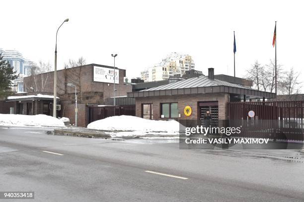 Woman walks past a building of the German embassy in Moscow on March 31, 2018. Russia on March 29, 2018 announced a mass expulsion of US diplomats...