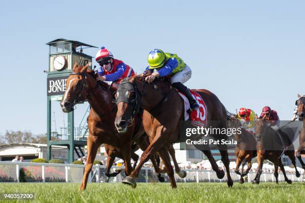 No Commitment ridden by Ben E Thompson wins the Robert Taranto Handicap, at Caulfield Racecourse on March 31, 2018 in Caulfield, Australia.