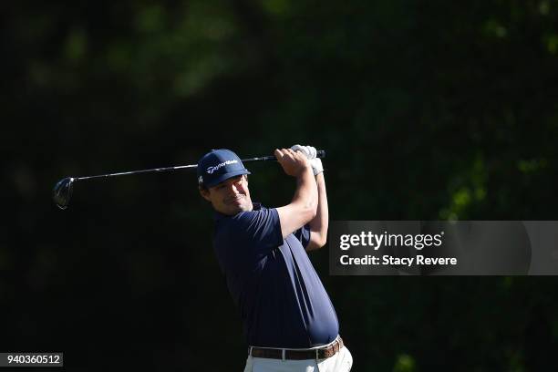 Johnson Wagner hits his tee shot on the second hole during the third round of the Houston Open at the Golf Club of Houston on March 31, 2018 in...