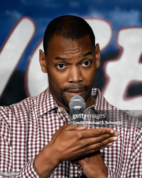 Comedian Tenere Williams performs during his appearance at The Ice House Comedy Club on March 30, 2018 in Pasadena, California.