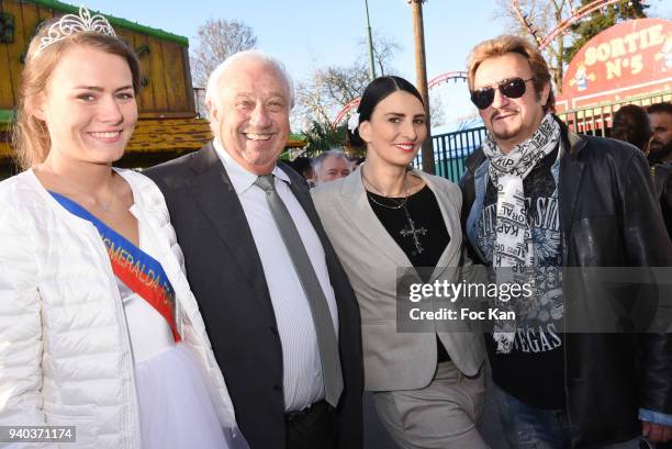 Miss Foire du Trone 2018, Marcel Campion, Model/writer Sylvie Ortega Munos and Johnny Hallyday look alike singer Richy attend the Foire du Trone...