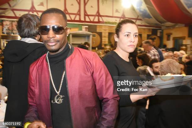 Rap artist Guy Ange attends the Foire du Trone Opening At Pelouse de Reuilly on March 30, 2018 in Paris, France.