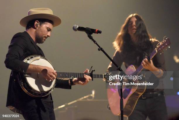 Scott Avett and Seth Avett of The Avett Brothers perform at The Sacramento Community Theater on March 30, 2018 in Sacramento, California.