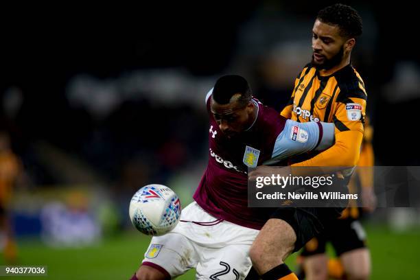 Jonathan Kodjia of Aston Villa during the Sky Bet Championship match between Hull City and Aston Villa at KCOM Stadium on March 31, 2018 in Hull,...