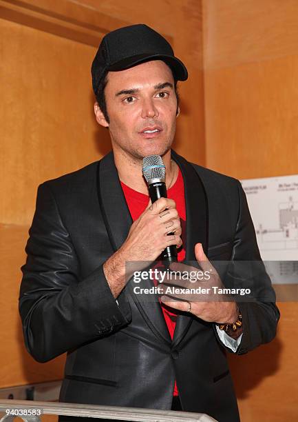 Photographer David LaChapelle speaks at a press conference for Maybach presents David LaChapelle's "Bliss Amongst Chaos" at the Raleigh Hotel on...