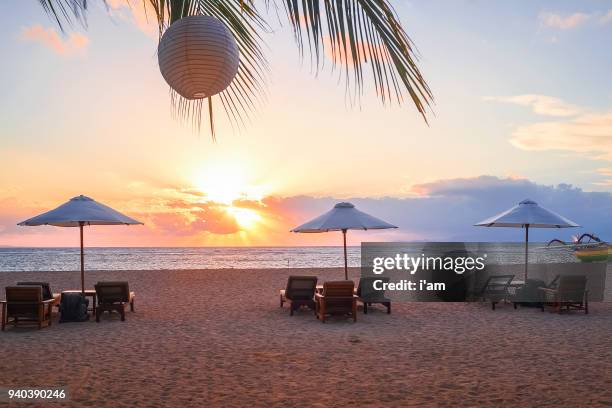 stunning beautiful beach with relaxing scenery on a beach. famous travel destination in sanur, bali, indonesia. - sanur stock pictures, royalty-free photos & images