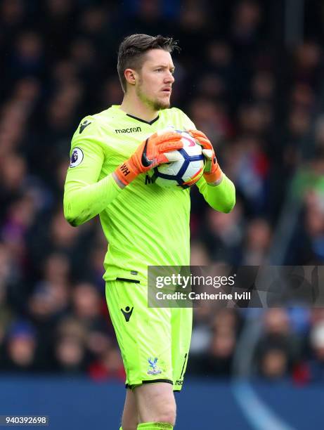 Wayne Hennessey of Crystal Palace during the Premier League match between Crystal Palace and Liverpool at Selhurst Park on March 31, 2018 in London,...