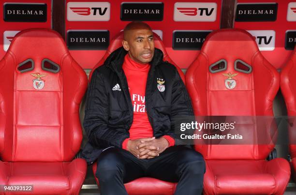 Benfica defender Luisao from Brazil before the start of the Primeira Liga match between SL Benfica and Vitoria Guimaraes at Estadio da Luz on March...