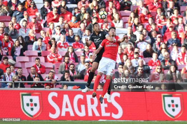 Vitoria Guimaraes defender Pedro Henrique from Brazil with SL Benfica defender Andre Almeida from Portugal in action during the Primeira Liga match...