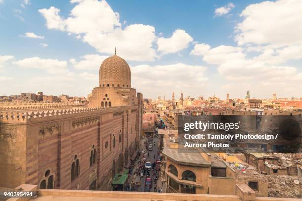 high angle view of cairo during daytime, egypt - kairo stock-fotos und bilder