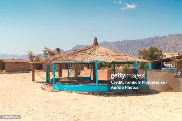 straw huts on beach during daytime, nuweiba, southern sinai, egypt - nuweiba stock pictures, royalty-free photos & images