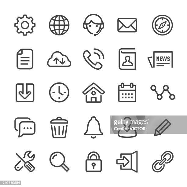 ilustraciones, imágenes clip art, dibujos animados e iconos de stock de iconos de página principal - serie smart line - servizio fotografico