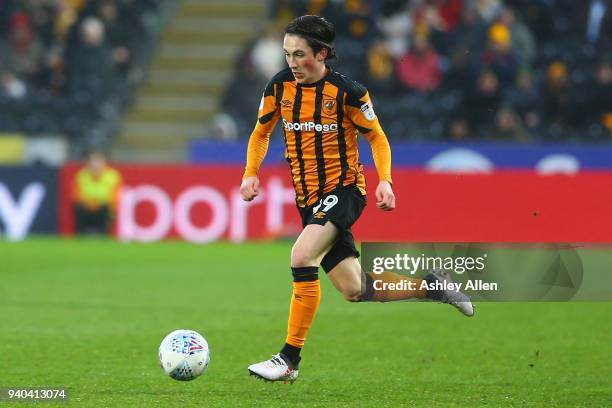 Harry Wilson of Hull City makes an attacking run during the Sky Bet Championship match between Hull City and Aston Villa at KCOM Stadium on March 31,...