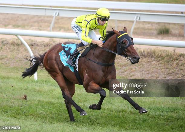 Connery ridden by Jordan Childs wins the Sarah De Santis Labor For Ripon Maiden Plate at Stawell Racecourse on April 01, 2018 in Stawell, Australia.