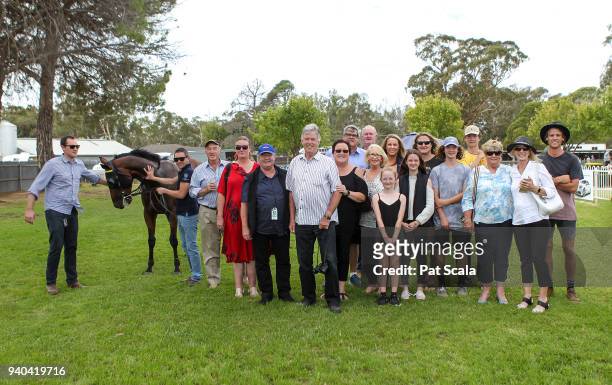Connections of Connery after winning Sarah De Santis Labor For Ripon Maiden Plate,at Stawell Racecourse on April 01, 2018 in Stawell, Australia.