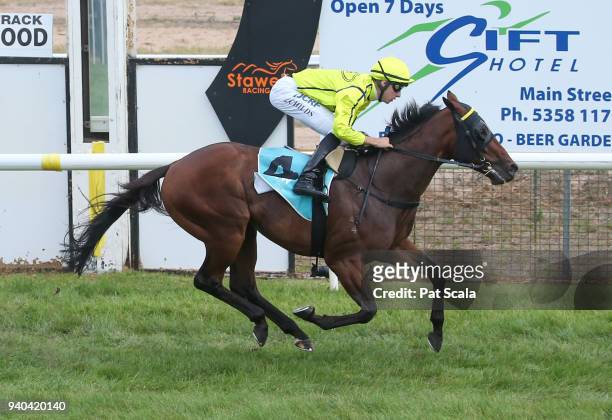 Connery ridden by Jordan Childs wins the Sarah De Santis Labor For Ripon Maiden Plate at Stawell Racecourse on April 01, 2018 in Stawell, Australia.