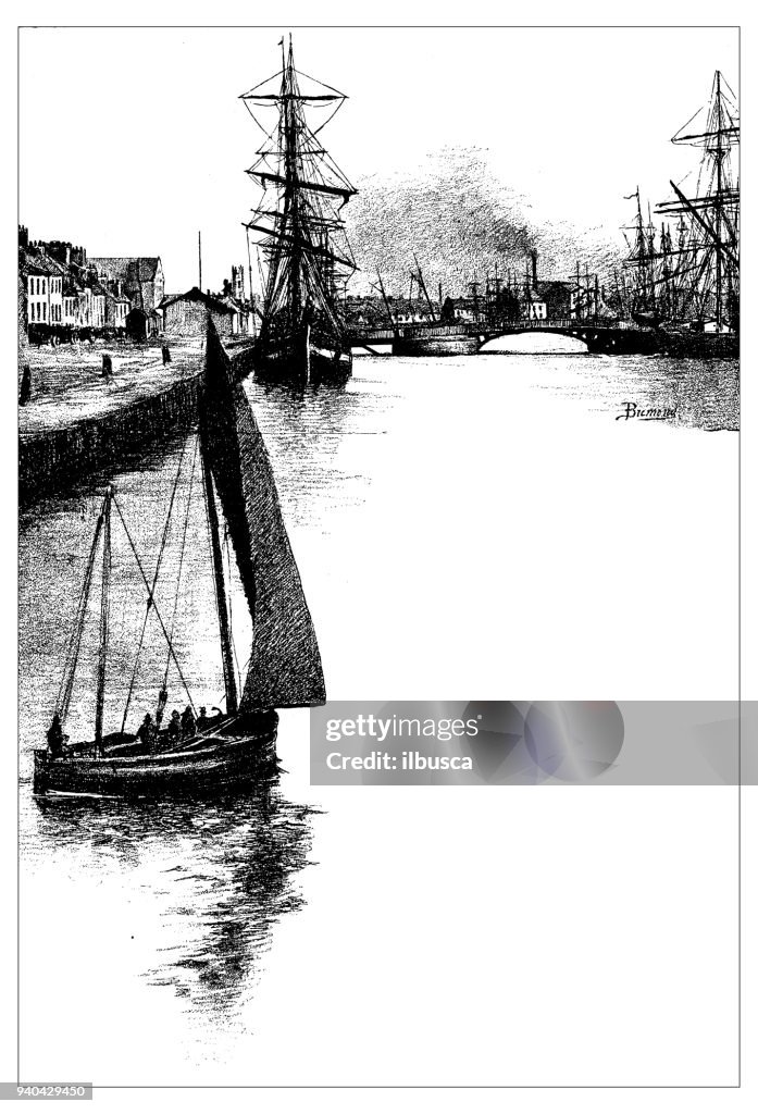 Antique illustrations of England, Scotland and Ireland: Aberdeen Docks