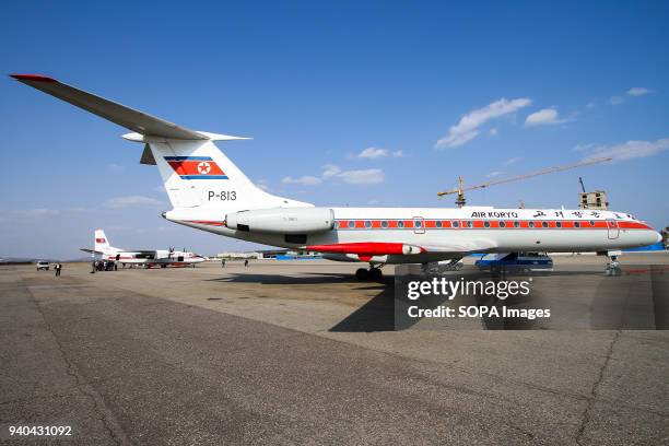 Air Koryo's Tu-134 parked on the ramp at Pyongyang Int'l Airport.