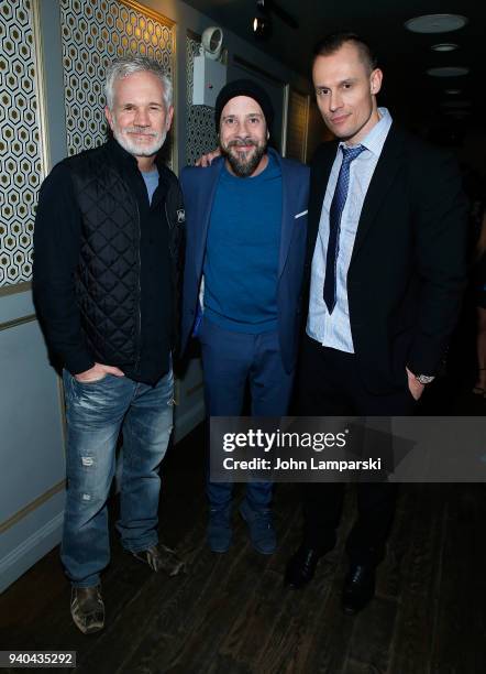 Gerald McCullouch, Patrick Richwood and Keith Collins attend "The Samaritans" New York premiere at Anthology Film Archives on March 31, 2018 in New...