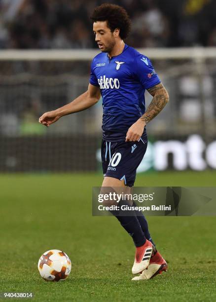 Felipe Anderson of SS Lazio in action during UEFA Europa League Round of 16 match between Lazio and Dynamo Kiev at the Stadio Olimpico on March 8,...