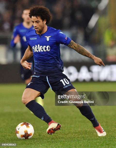 Felipe Anderson of SS Lazio in action during UEFA Europa League Round of 16 match between Lazio and Dynamo Kiev at the Stadio Olimpico on March 8,...