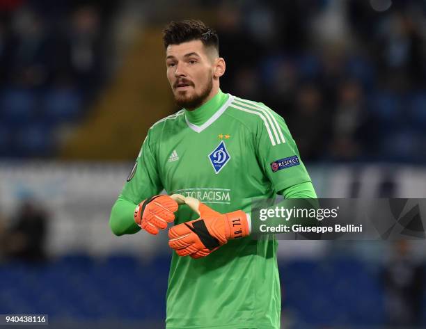 Denys Boyko of FC Dynamo Kiev in action during UEFA Europa League Round of 16 match between Lazio and Dynamo Kiev at the Stadio Olimpico on March 8,...