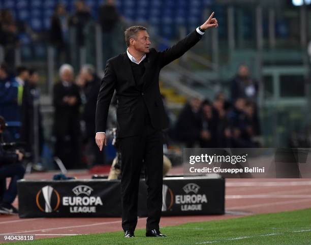 Aleksandr Khatskevich head coach of FC Dynamo Kiev during UEFA Europa League Round of 16 match between Lazio and Dynamo Kiev at the Stadio Olimpico...