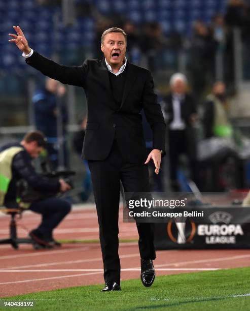 Aleksandr Khatskevich head coach of FC Dynamo Kiev during UEFA Europa League Round of 16 match between Lazio and Dynamo Kiev at the Stadio Olimpico...