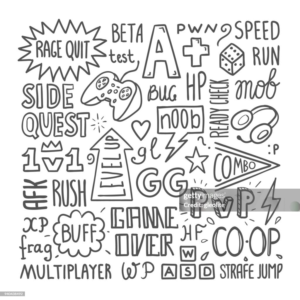 Creative Lettering Gaming Video Games Lettering Poster Template Hand Drawn Vector Illustration ...