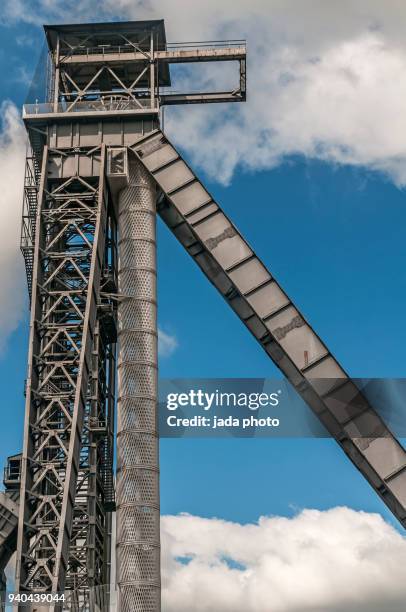 old mine shaft - mine elevator stock-fotos und bilder