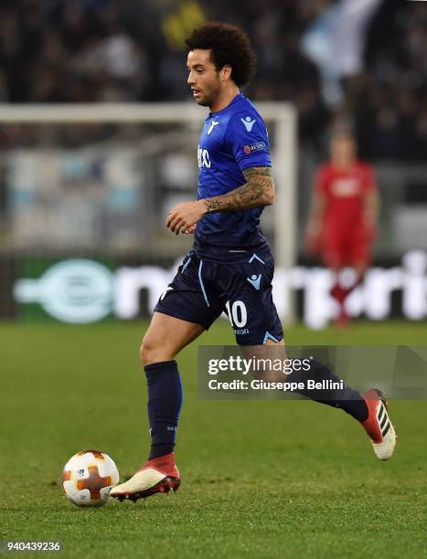 Felipe Anderson of SS Lazio in action during UEFA Europa League Round of 16 match between Lazio and Dynamo Kiev at the Stadio Olimpico on March 8,...